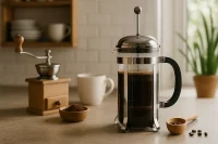 تصویری از دم کردن قهوه با فرنچ پرس