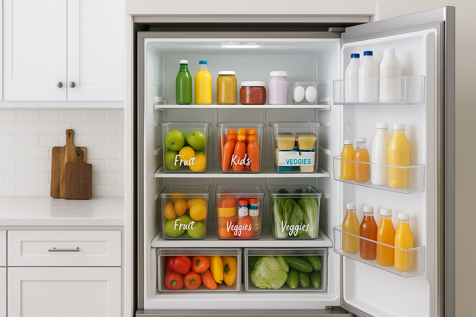 نصویری از چیدمان درست داخل یخچال
