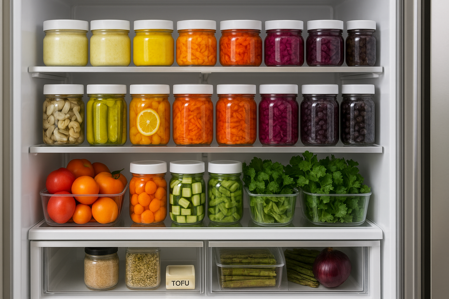 تصویری از چیدمان بر اساس رنگ (Color Coding) در یخچال