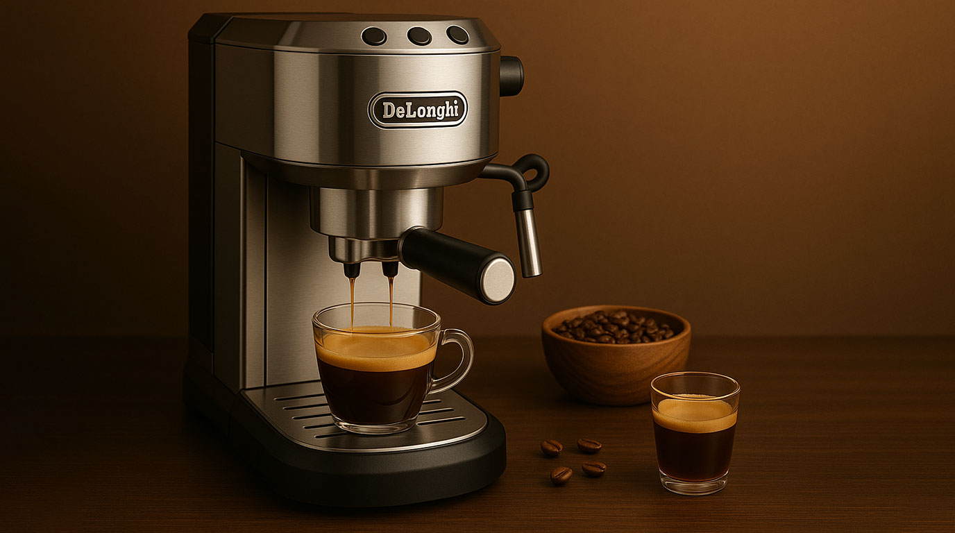 تصویری از اسپرسو ساز به همراه اسپرسو