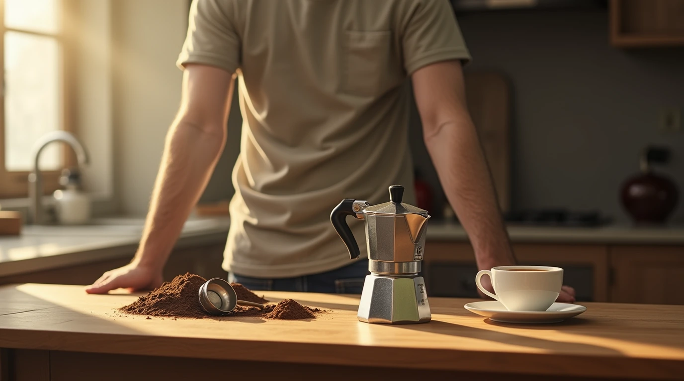 یک موکاپات و فنجون قهوه و پودر قهوه