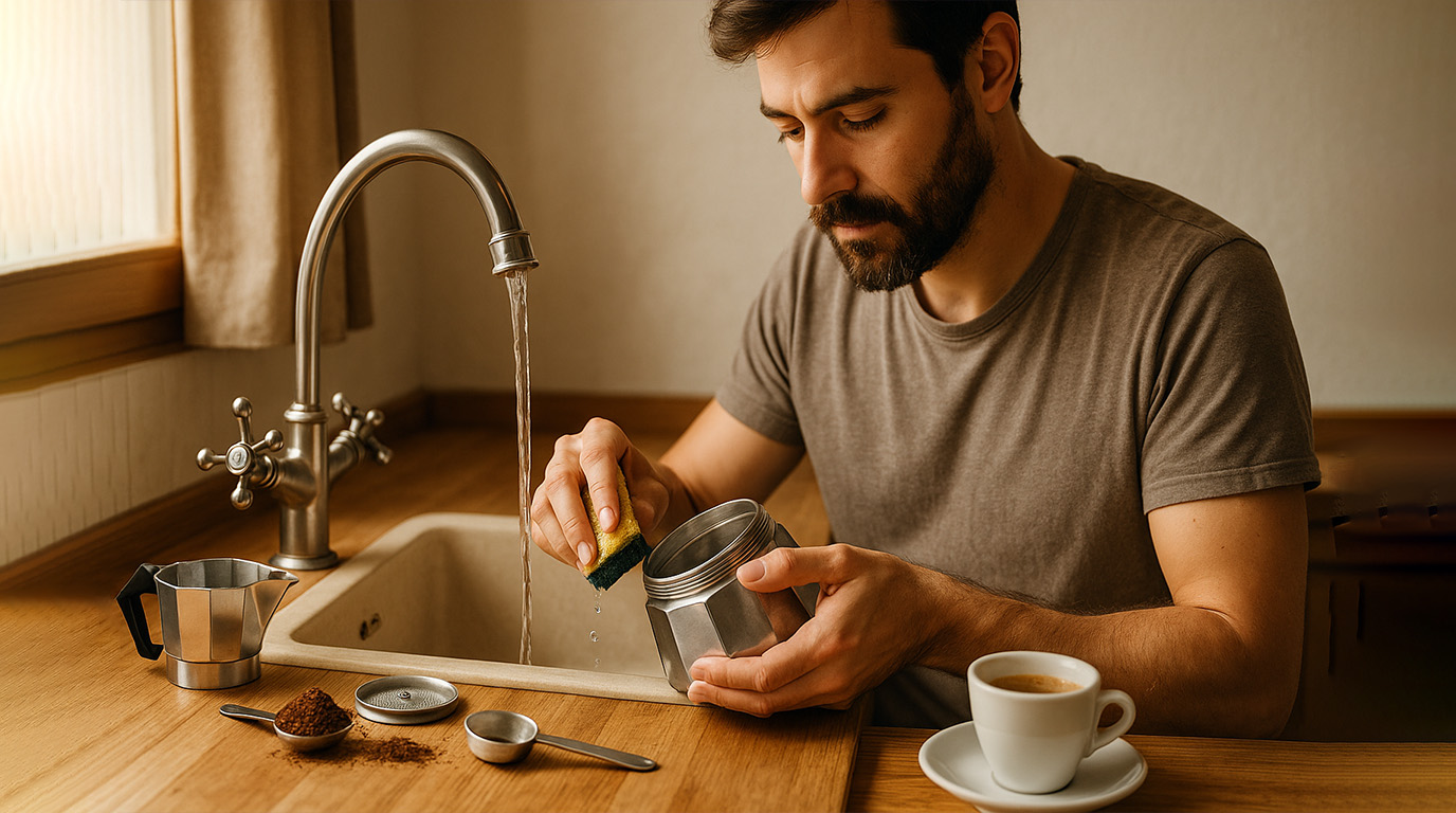 فردی در حال شستشوی موکاپات