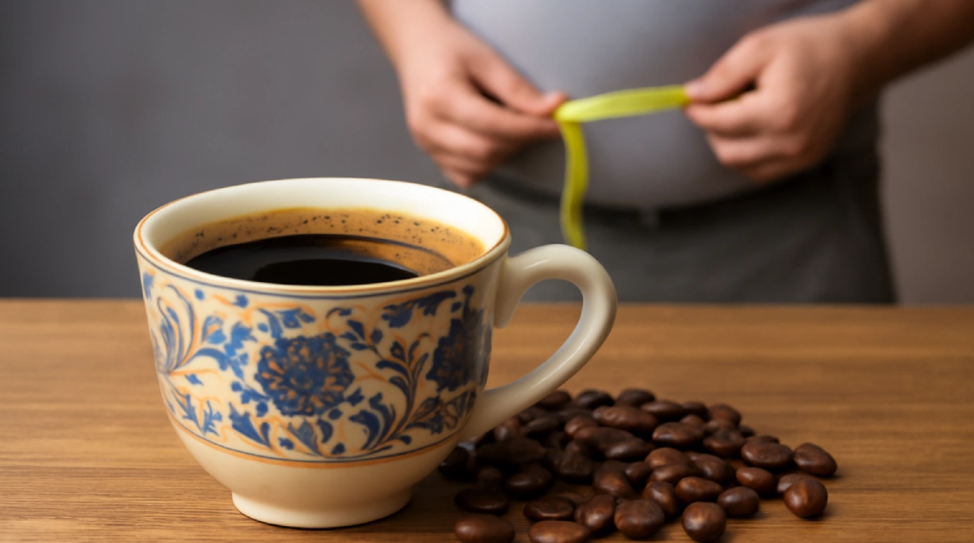 تصویری از یک فرد به دنبال کاهش وزن با قهوه