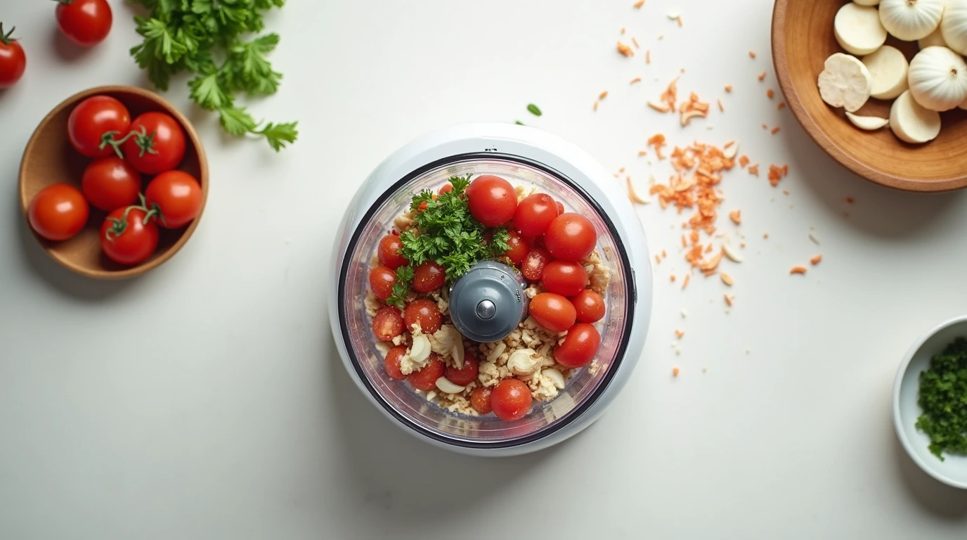 تصویری از یک خردکن برقی در حال خرد کردن مواد غذایی