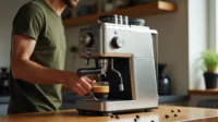 تصوری از فردی که داره اسپرسو درست میکنه
