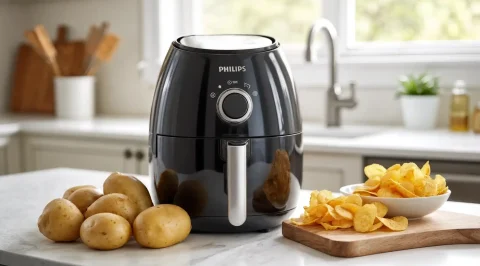 تصویری از طرز تهیه چیپس در سرخ‌کن بدون روغن