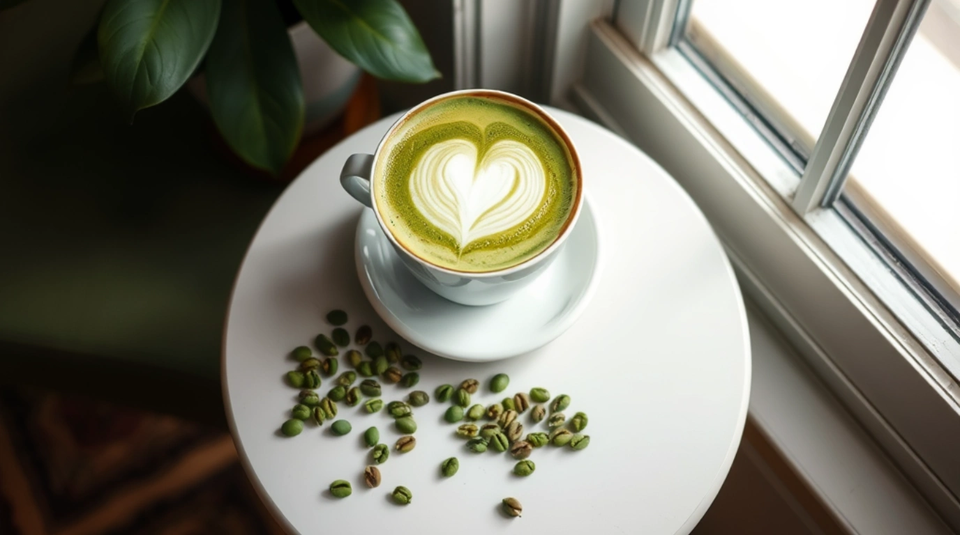تصویری از یک فنجان قهوه سبز