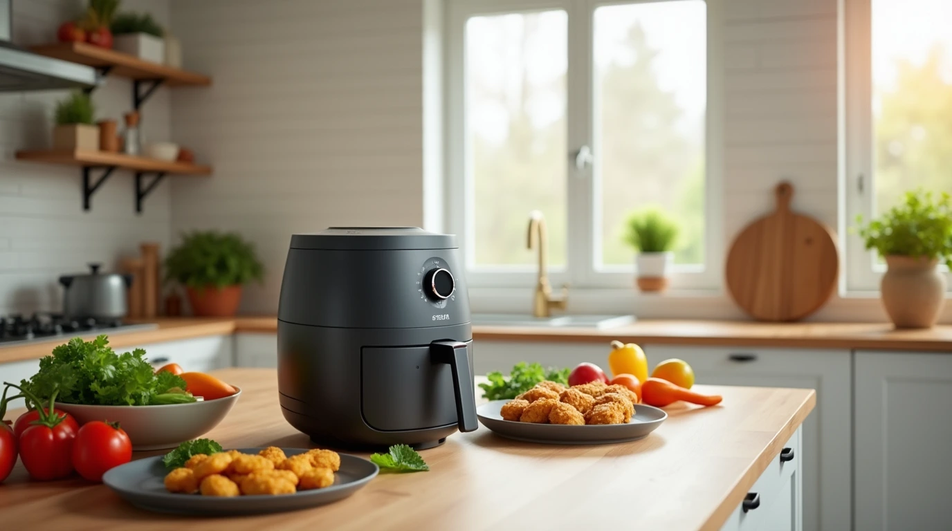 یک دستگاه سرخ کن بدون روغن در محیط آشپزخانه