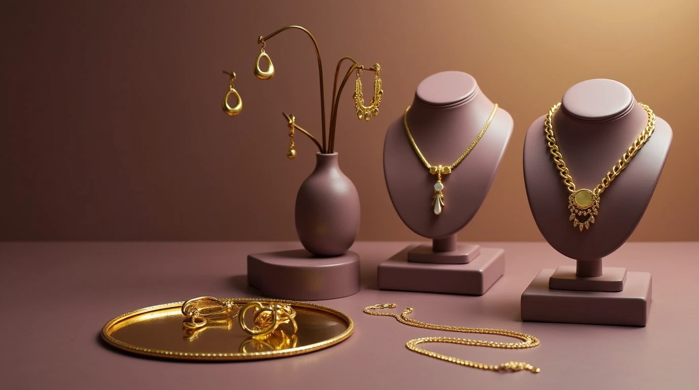 مجموعه ای از طلا و زیورآلات مختلف