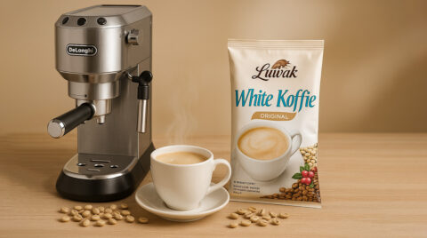 تصویری از اسپرسوساز و قهوه سفید