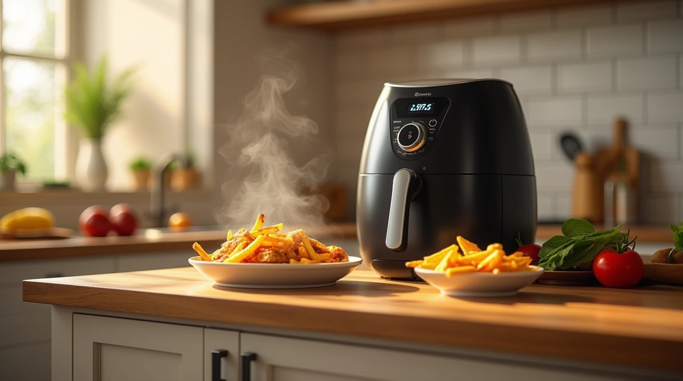 یک سرخ کن بدون روغن با کیفیت در کنار یک وعده غذایی