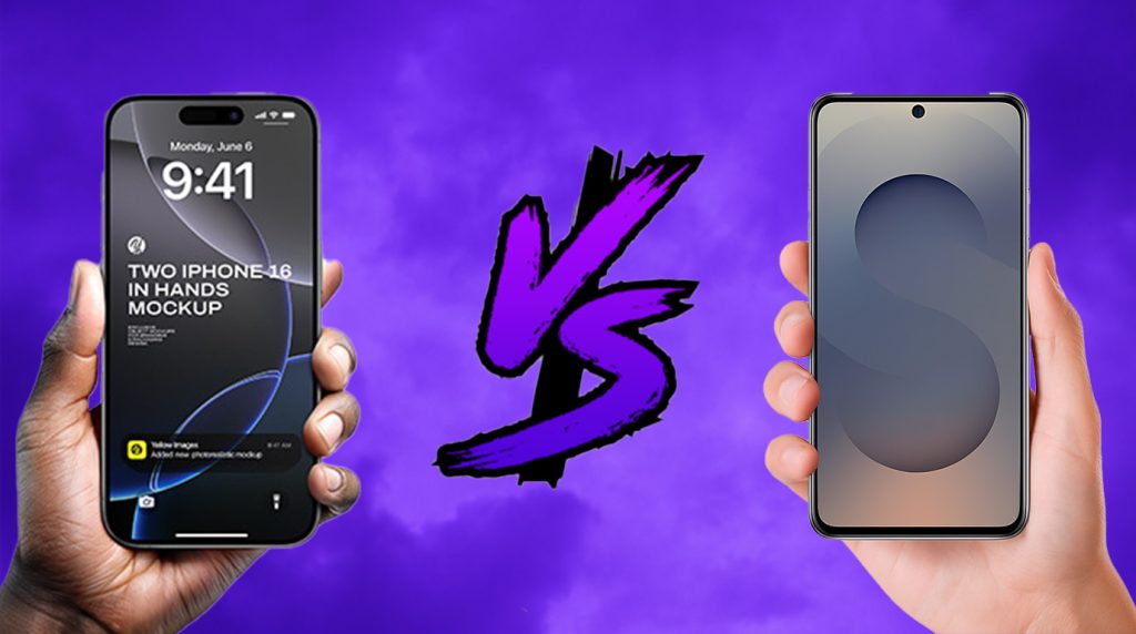 تصویری از گوشی گلکسی S25 Ultra و گوشی آیفون 16 پرو