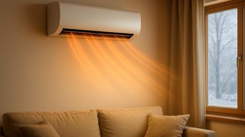 تصویری از استفاده گرمایش کولر گازی در خانه