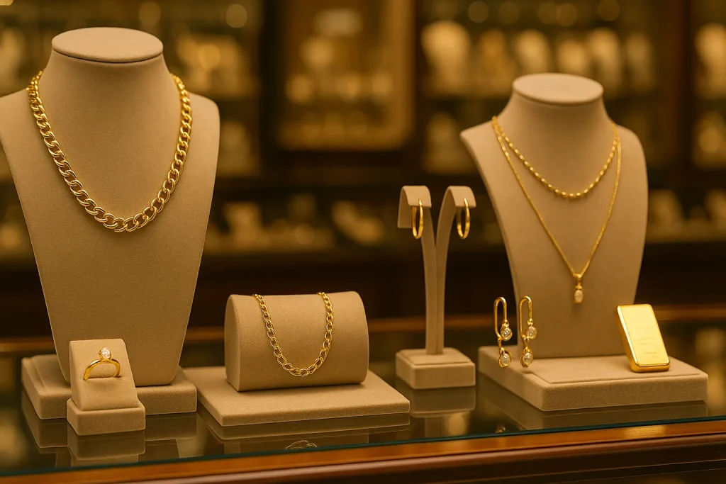 تصویری از طلاهای قیمتی در طلا فروشی