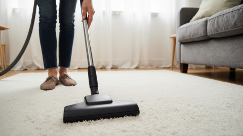 فردی در حال جاروبرقی کشیدن