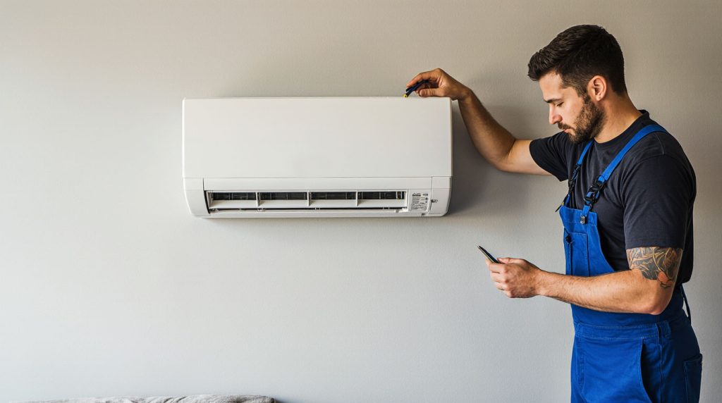 فردی در حال سرویس کولر در منزل