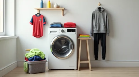 تصویری از شستشوی لباس ورزشی با ماشین لباسشویی