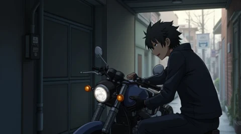 تصویری از خاموش شدن موتور سیکلت در کوچه