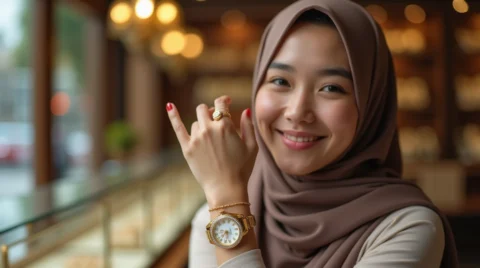 تصویری از ست کردن طلا با ساعت مچی