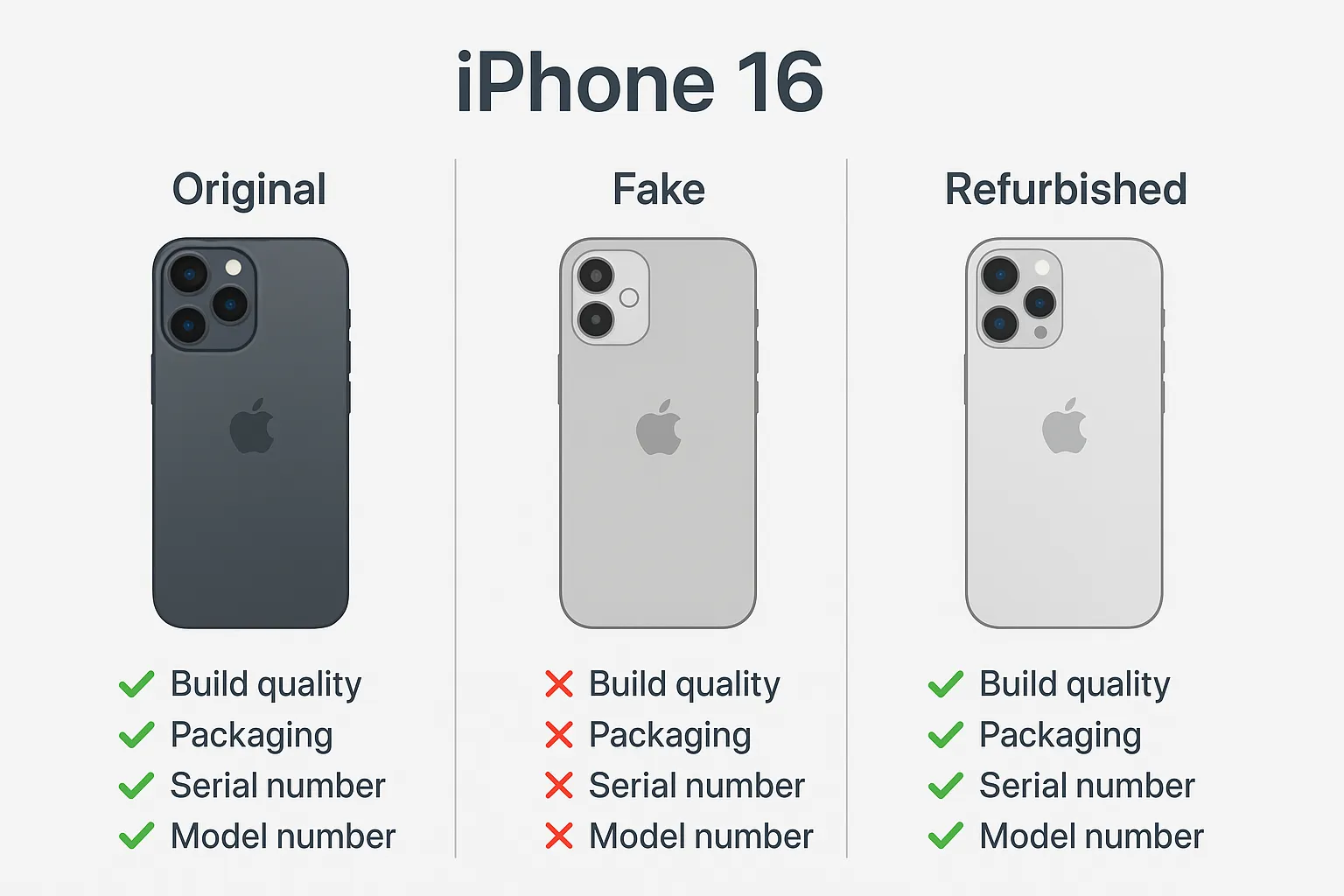 تفاوت‌های اصلی بین آیفون 16 فیک، ریپک و ریفربیشد
