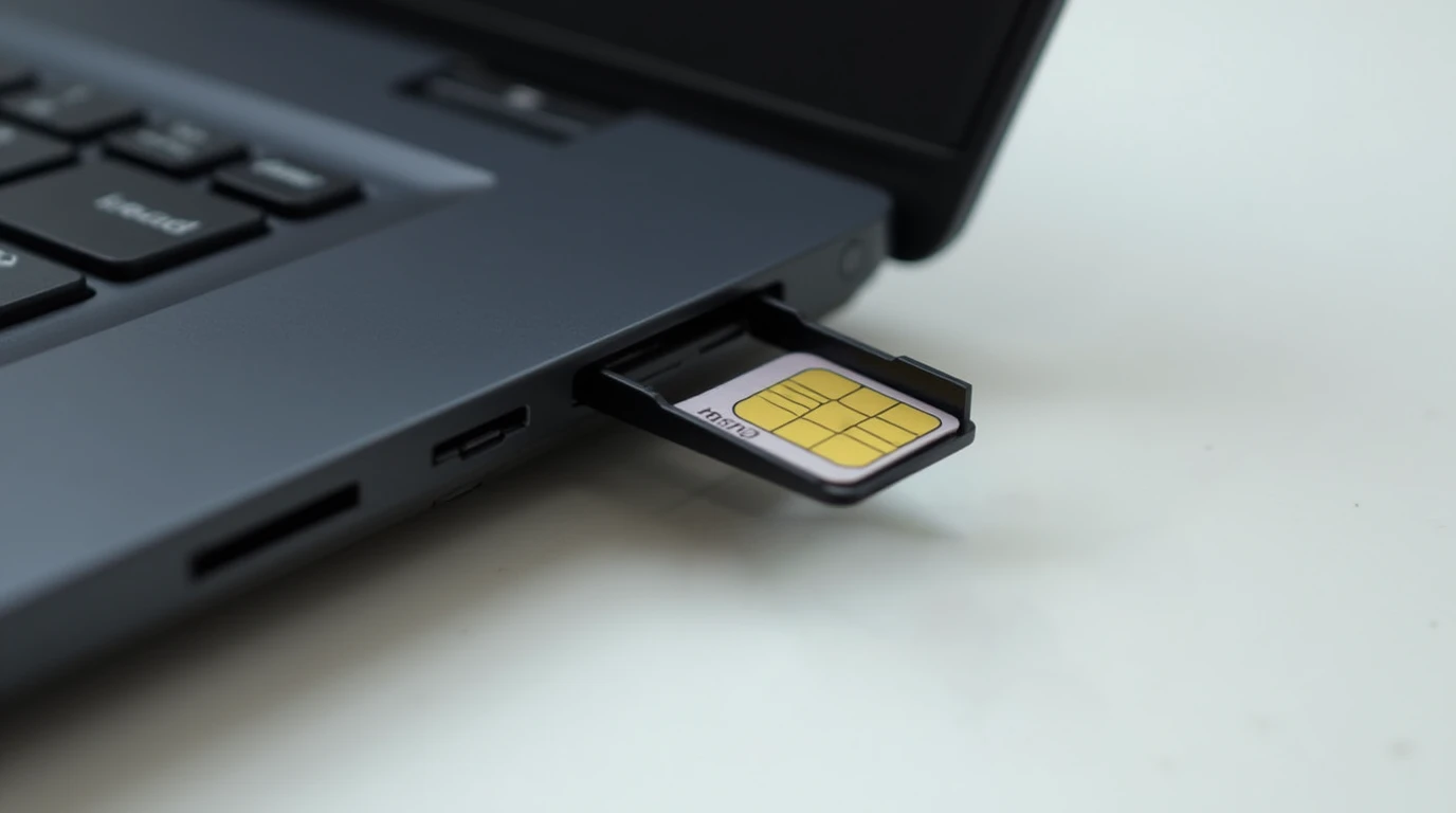 تصویری از قرار دادن و فعال‌ سازی سیم کارت در لپ تاپ لنوو