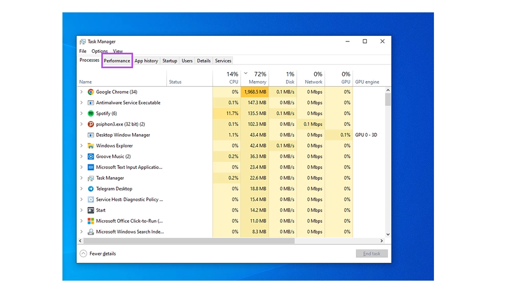 فهمیدن نوع کارت گرافیک از طریق Task Manager