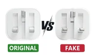 تصویری از آداپتور شارژر اصل و فیک آیفون