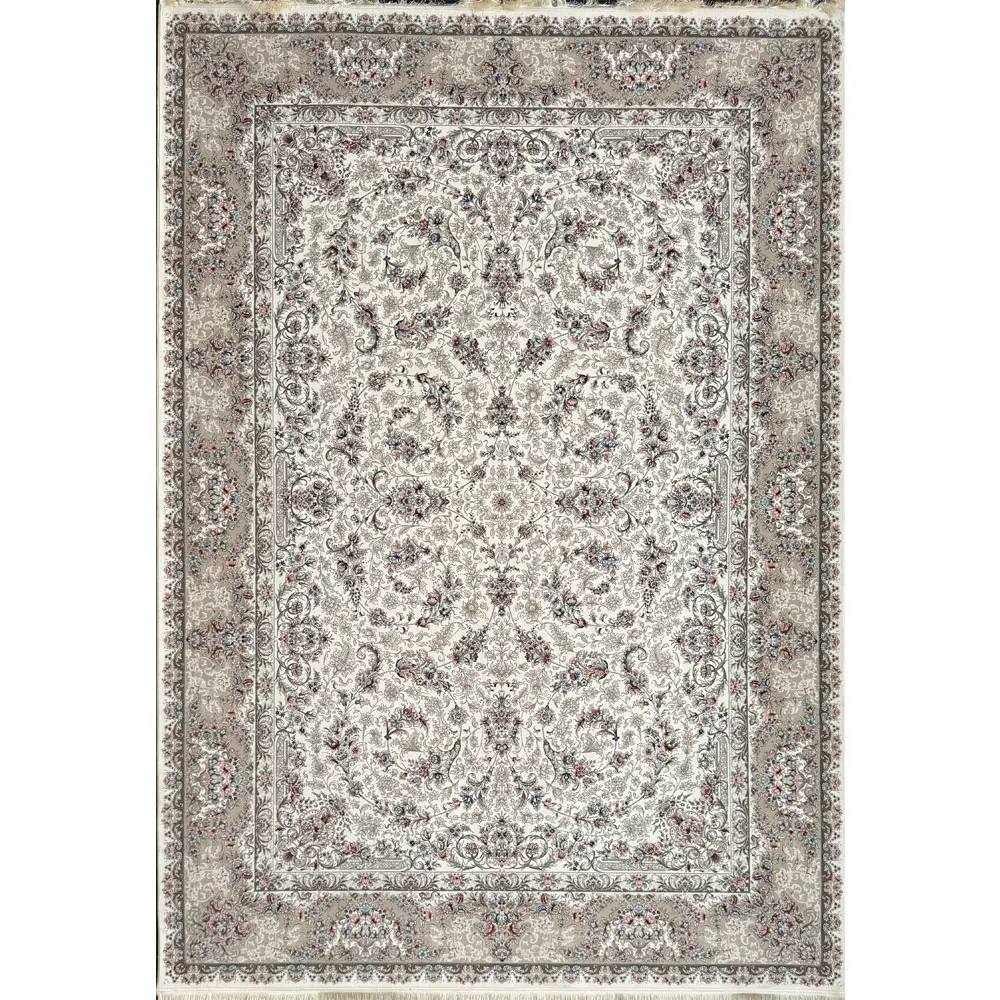 فرش 1200 شانه اکرلیک طرح گلسار زمینه کرم