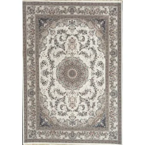 فرش 1200 شانه اکرلیک طرح زمرد زمینه کرم