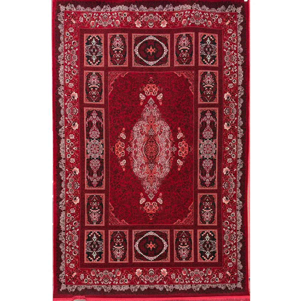 فرش 700 شانه آکرلیک تراکم 2100 مهبافت مدل هیروان رنگ زمینه لاکی