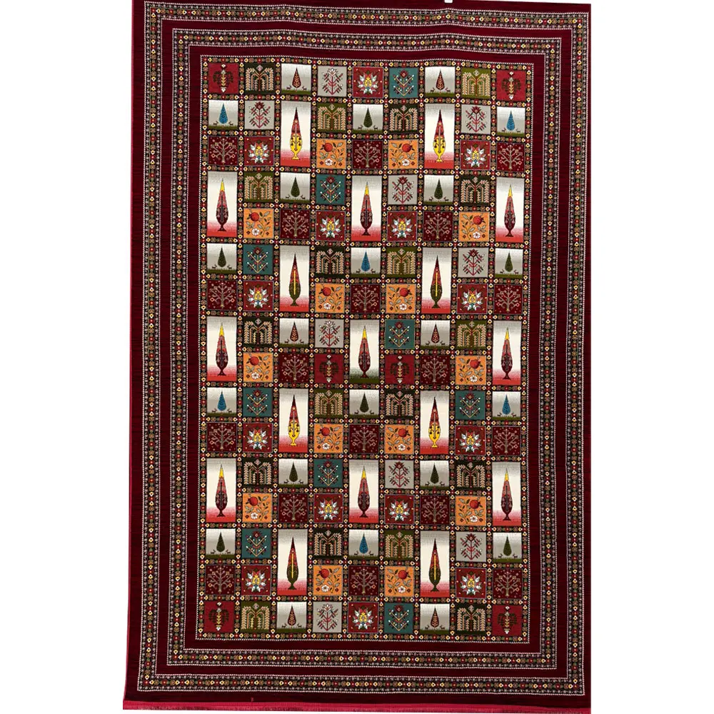 فرش 700 شانه آکرلیک تراکم 2100 مهبافت مدل مروارید رنگ زمینه لاکی