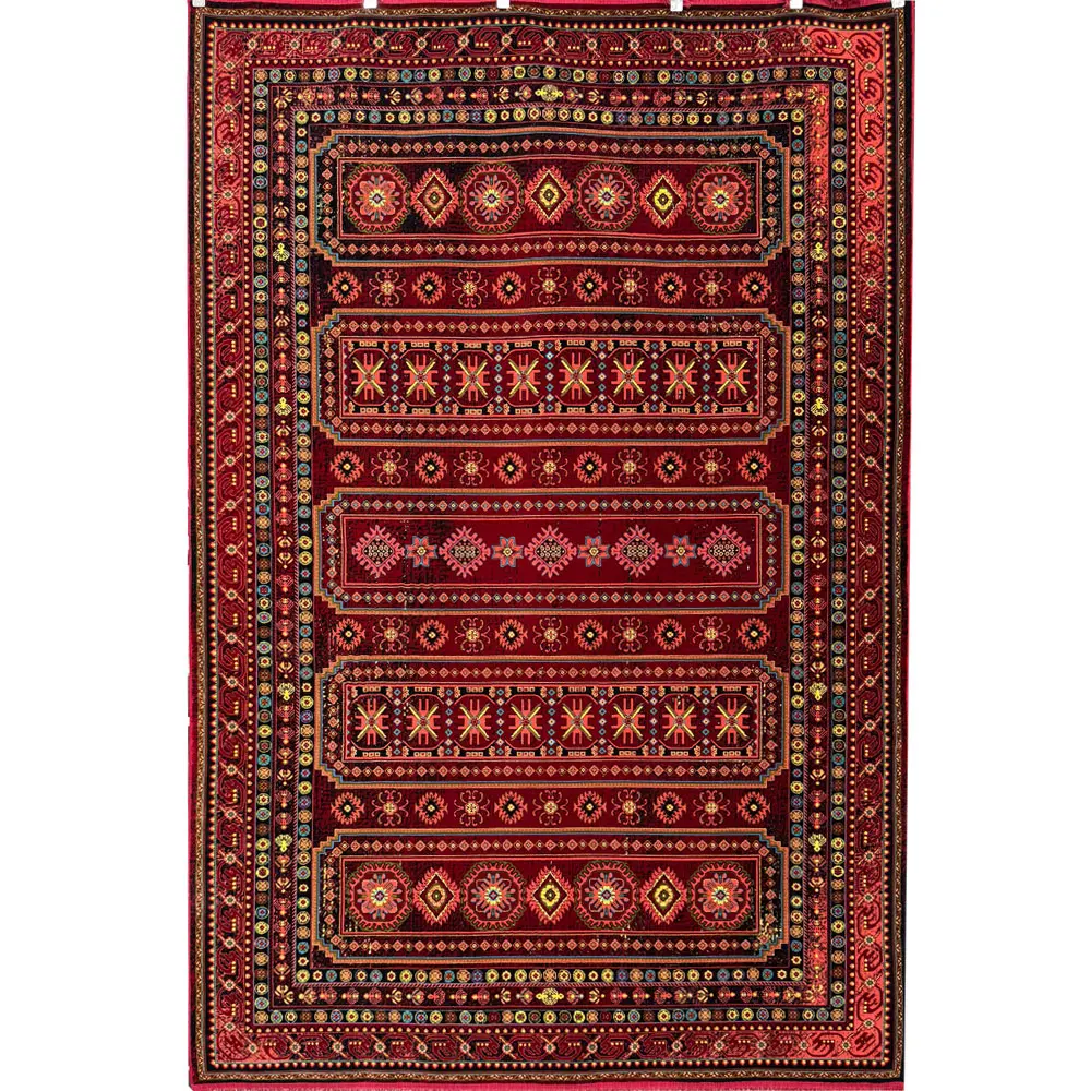 فرش 700 شانه آکرلیک تراکم 2100 مهبافت مدل صحرا رنگ زمینه لاکی