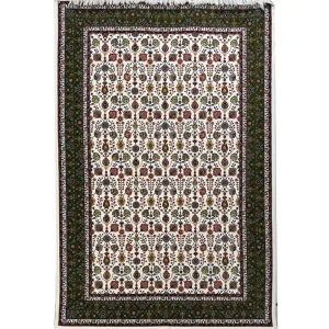 فرش 700 شانه اکرلیک طرح شکوفه زمینه کرم