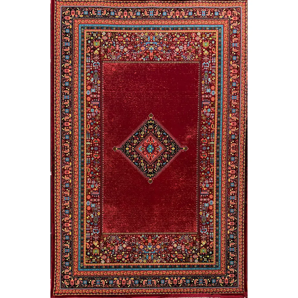 فرش 700 شانه آکرلیک تراکم 2100 مهبافت مدل یاقوت رنگ زمینه لاکی