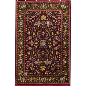 فرش 700 شانه اکرلیک طرح زمرد زمینه لاکی