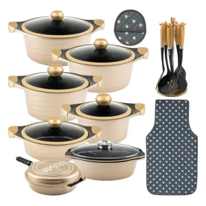 سرویس قابلمه 25 پارچه ام جی اس گرانیتی طرح B کره ای