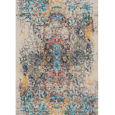 فرش ماشینی مدرن هانوکس طرح گل آرا کد HAM.412.1 - کرم