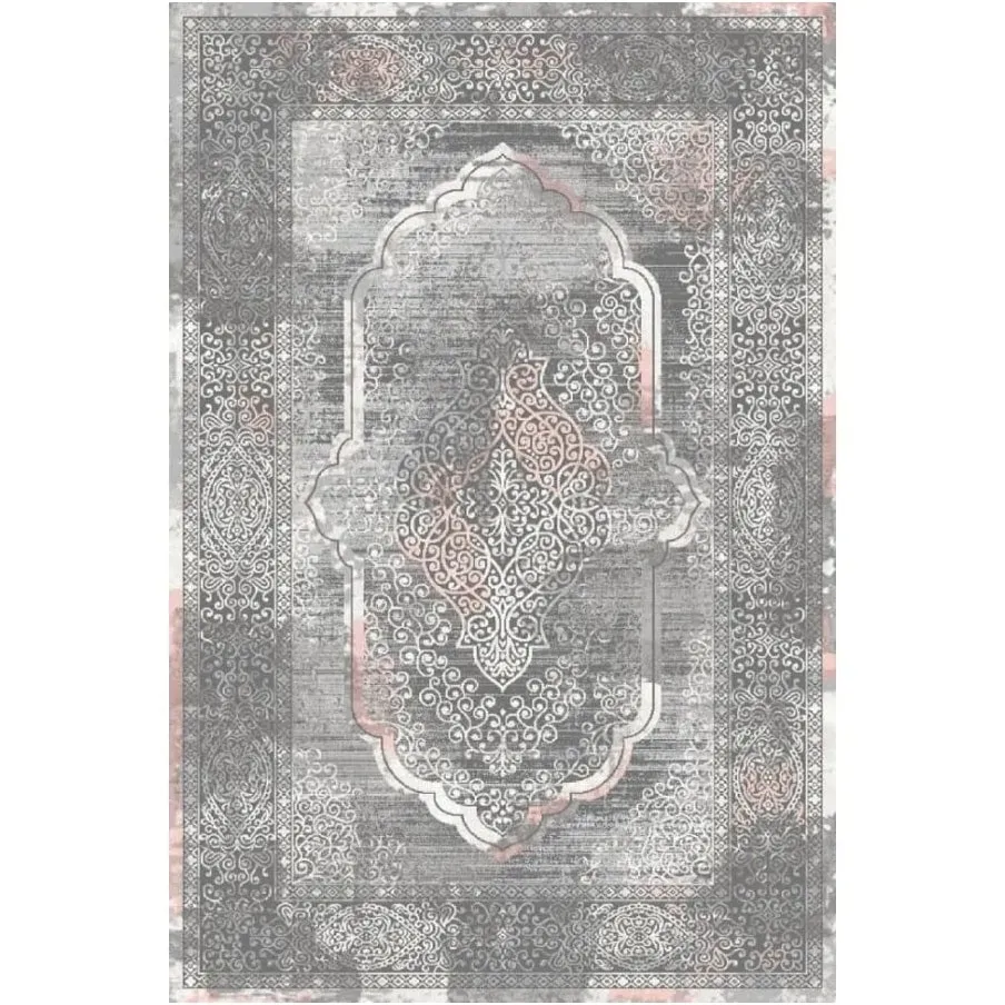 فرش ماشینی مدرن هانوکس طرح گردآفرید کد HAM.406.1 صورتی