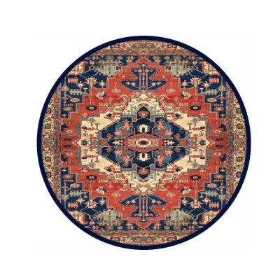Hanox Round Machine-Made Carpet, “Golpooneh” Design, Model HAGB.183.1, With Fringe