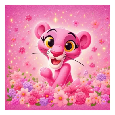 Hanox square machine-made carpet, pink leopard design, code HAN.136.1