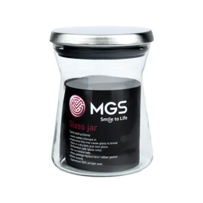 جا حبوبات شیشه ای بادرب استیل 600cc کدB600S