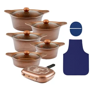 سرویس قابلمه ام جی اس 15 پارچه گرانیتی طرح C کره ای