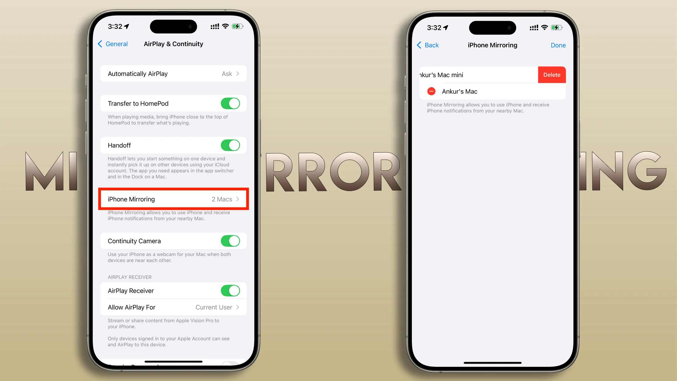 غیرفعال کردن آیفون Mirroring