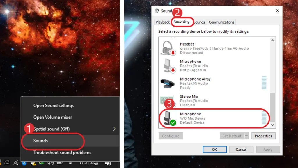 بررسی تنظیمات صدا