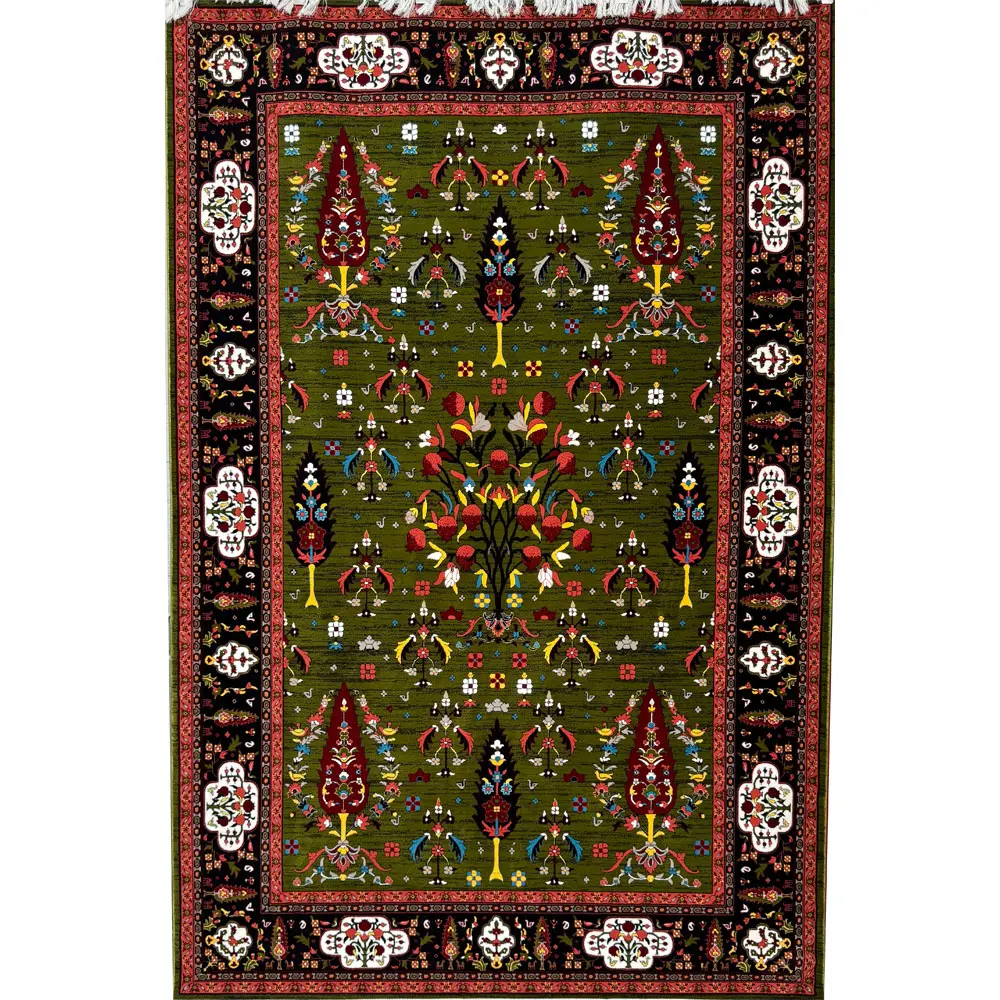 فرش 700 شانه آکرلیک تراکم 2100 مهبافت مدل بیتا رنگ زمینه سبز