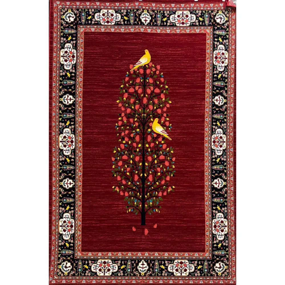 فرش 700 شانه آکرلیک تراکم 2100 مهبافت مدل ثریا رنگ زمینه لاکی