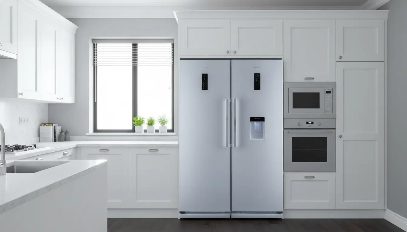 طراحی و ابعاد یخچال دو قلوی دیپوینت D5i سفید یخساز اتومات