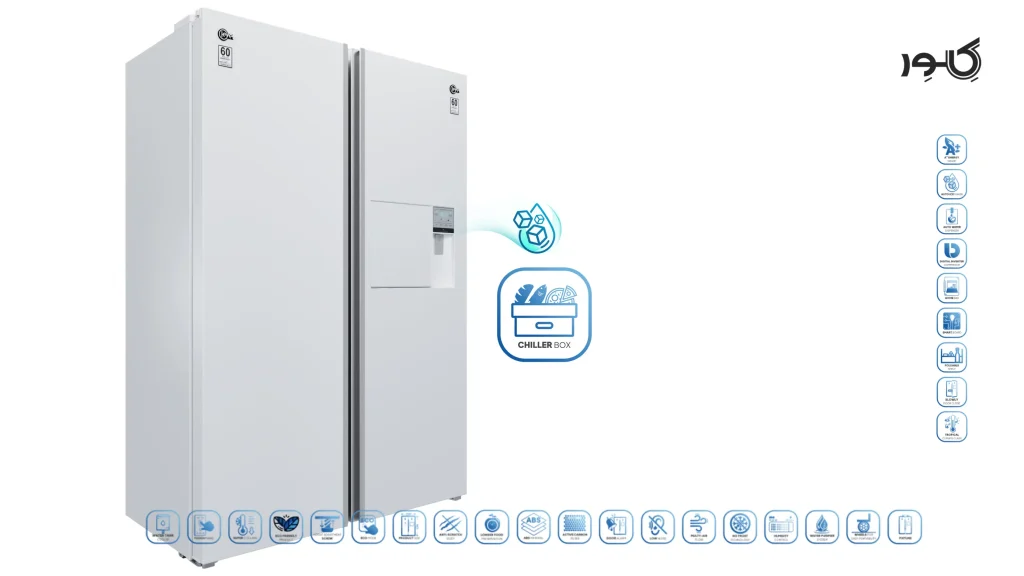 یخچال و فریرز دو قلو کلور گلوری پلاس هوم بار و یخساز سفید (عرض ۲*۷۰) 1 گلوری عرض 70