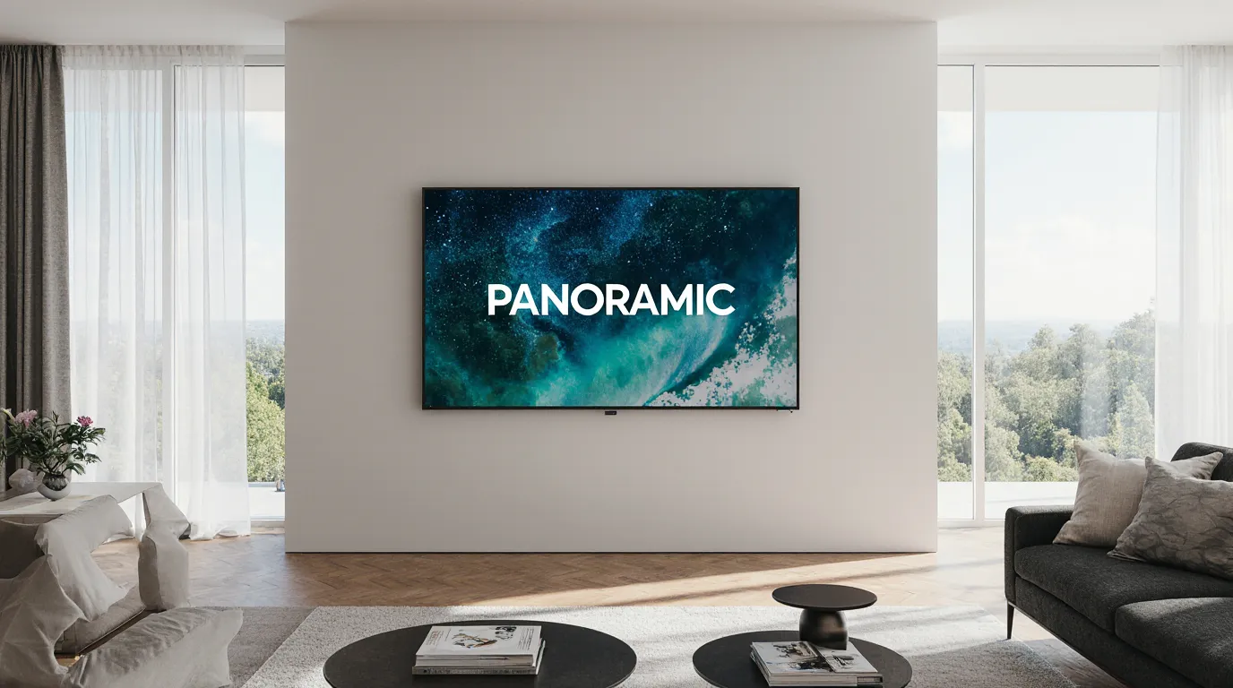 تلویزیون پانورامیک بر دیوار نصب شده