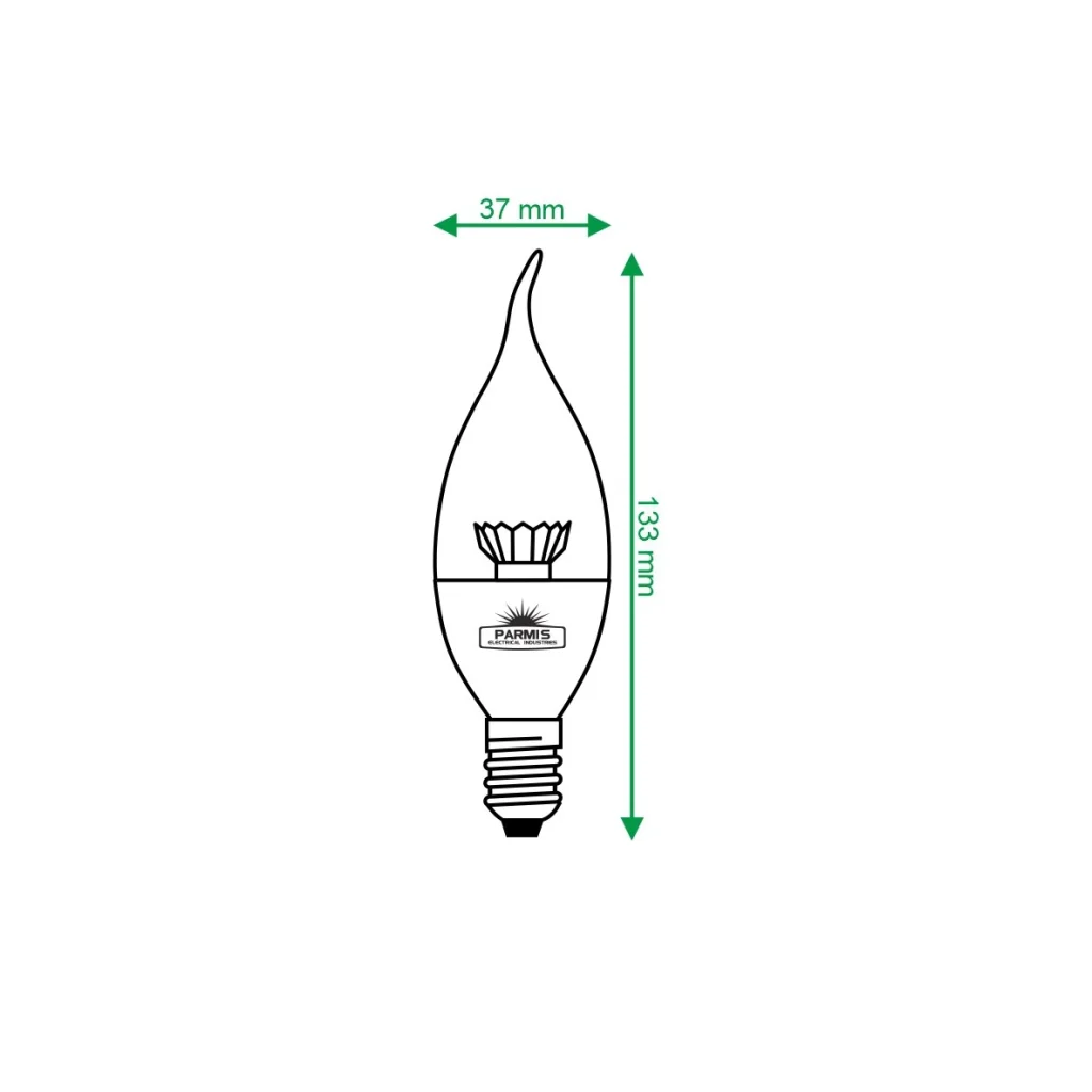 ابعاد لامپ LED اشکی کریستال 8W